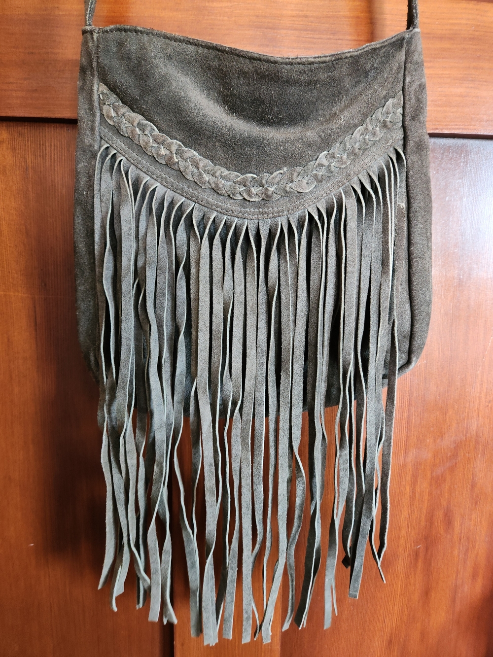 Vintage Fringe Suede Crossbody Bag in Brown - Picture 2 of 4